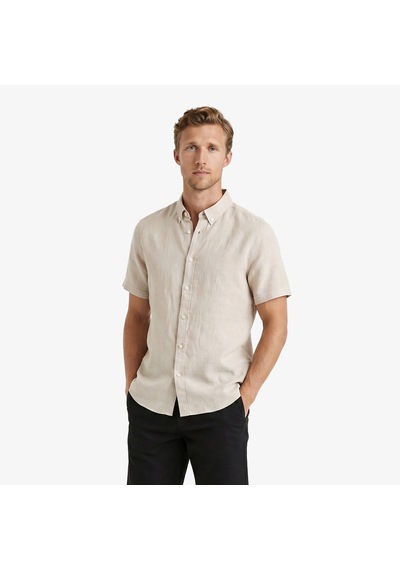 Nautica Erkek Bej Regular Fit Kısa Kollu Keten Gömlekdüzw65100t