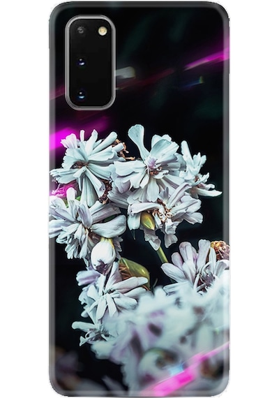 Samsung Uyumlu Galaxy A02S Kılıf Silikon Desenli Beyaz Çiçekler 1888