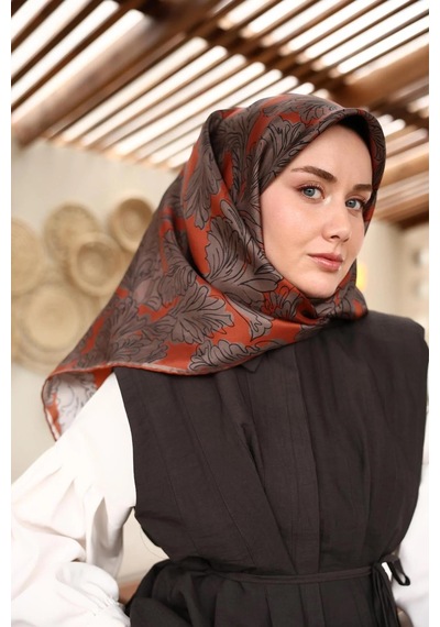Silk Home Twill İpek Eşarp - 11468-23 Kiremit