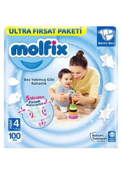 Molfix Bebek Bezi Ultra Fırsat Paketi Maxi 4 No 100 lü