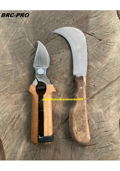 Brc Karbon Çelik Aşı Bıçağı Cep Çakısı Tırnak Kesme Bıçağı Çelik Budama Makası 2li Set