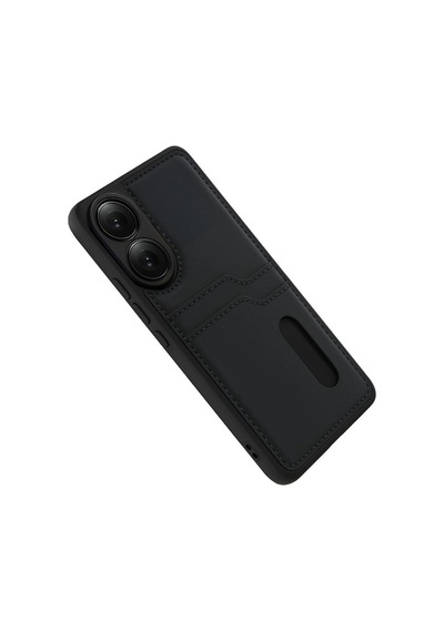 Oppo A38 Sara Kartvizitli Deri Kılıf - Siyah 0.2M-Çok Renkli
