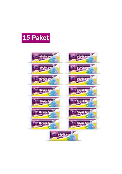 Güçlü Çöp Torbası Büyük Boy 10'lu 65 X 80 Cm 15 Paket