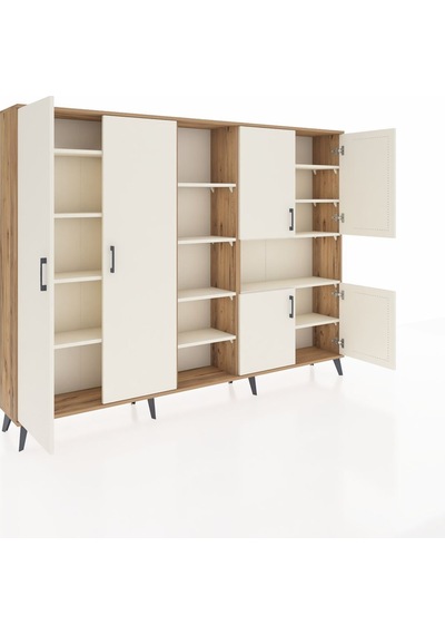 Arges Dolap 13 Raflı 6 Kapaklı 220x30x163 Çam-aytaşı Aytası - Atlas Çam