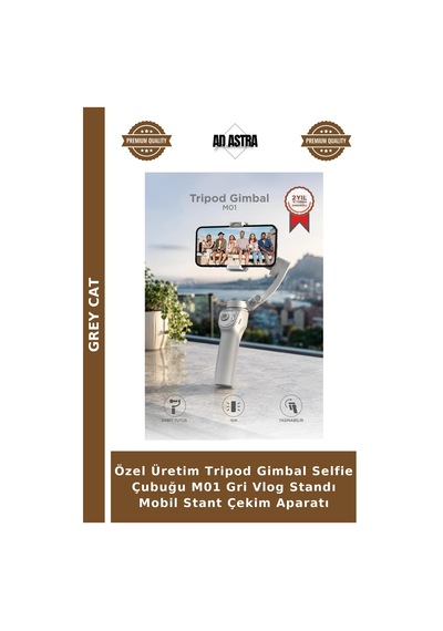 Özel Üretim Tripod Gimbal Selfie Çubuğu M01 Gri Vlog Standı Mobil Stant Çekim Aparatı