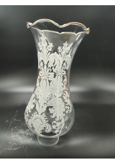 Avize Lamba Camı.altın Yaldızlı,motifli Alt Yuva Çapı:4.50 Cm-h:21.00 Cm E.14 Mum Ampule Göre.