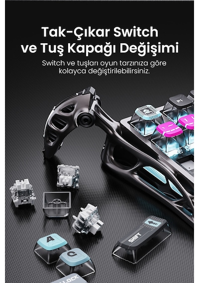 Gravastar Mercury V75 Pro He Hall Effect Manyetik Switch Gaming Klavye, Hot-swappable, Rapid Trigger Gravastar Mercury V75 Pro He Hall Effect Manyetik Switch Gaming Klavye, Hot-swappable, Rapid Trigger