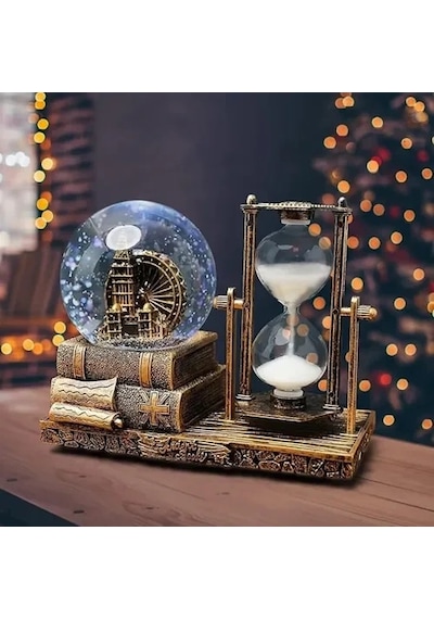 Dekoratif Kar Küresi Ve Kum Saati Gold 73057813