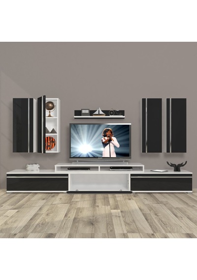 Decoraktiv Ekoflex 8d Mdf Tv Ünitesi Tv Sehpası Beyaz - Siyah