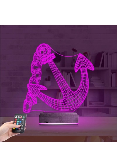 Luvivia Denizci Çapa Kaptan 3d Lamba - Masa Gece Lambası V2 Şeffaf