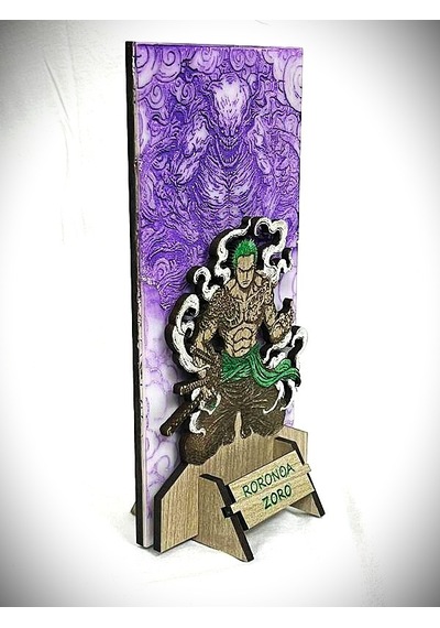 Dükkan Design Lazer Kazıma El Boyama One Piece Roronoa Zoro Ahşap Biblo Çok Renkli