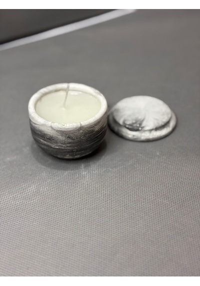 Mini Beton Kase Mum Dekoratif Mermer Desen