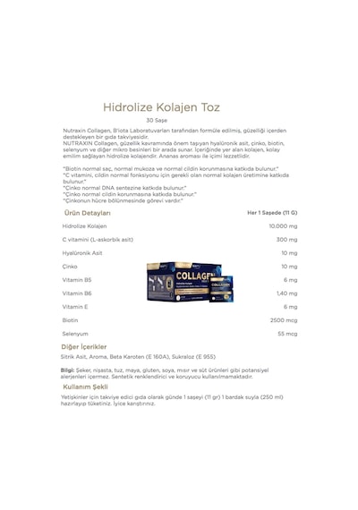Collagen 30 Saşe 10000 Mg + Folik Asit Takviyesi 400 Mcg 100 Tablet