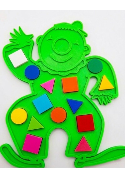 Eğitici Geometrik Şekiller - Renkli Şekil Eşleştirme - Zeka Geliştirici Çocuk Puzzle - Yeşil
