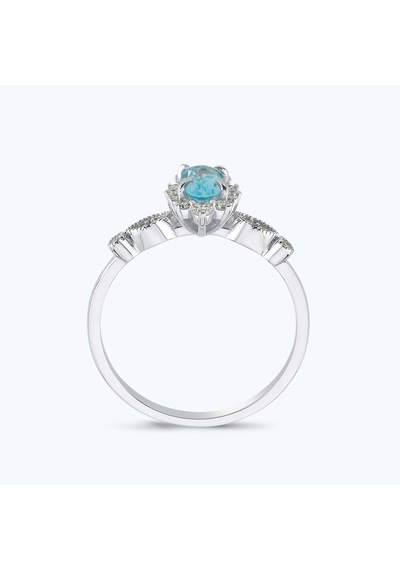 Altınbaş Pırlanta Mavi Topaz Oval Yüzük Pnf002skt-14k