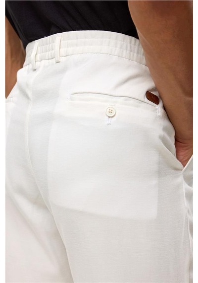 Süvari Beyaz Slim Armürlü Jogger Pantolon Beyaz