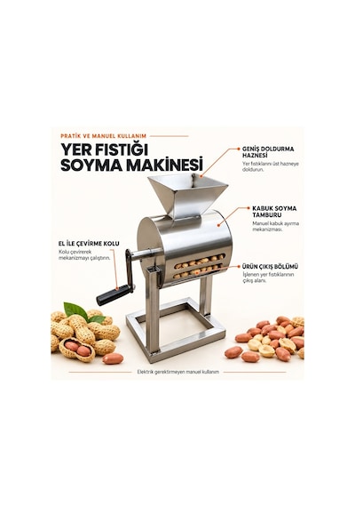 Powermaster Pm-38902 Manuel Yer Fıstığı Soyma Makinesi Metal Profil Gövdeli