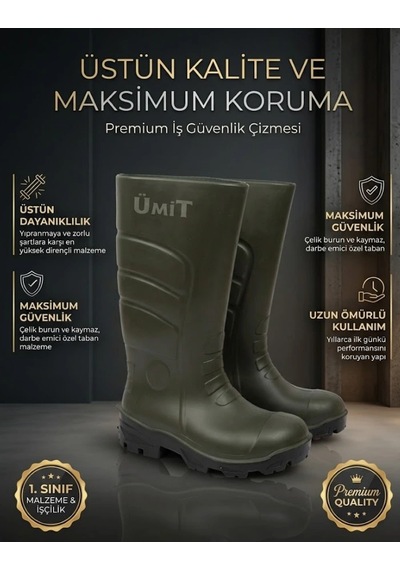 Çelik Burunlu Çizme İş Güvenlik Çizmesi - Güçlü, Dayanıklı Ve Su Geçirmez Çizme Haki