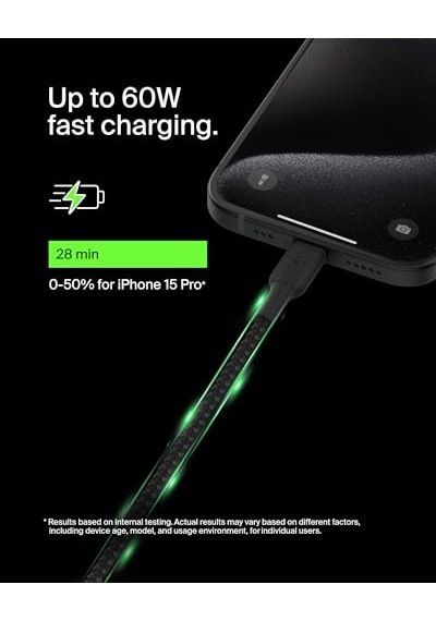 Belkin Boostcharge 6.6ft Braided Usb-c To Usb-c Cable For İphone 16, İphone 16 Pro, İphone 16 Pro Max, İphone 16 Plus, İphone 15, Galaxy S24, S23, Note10, Pixel 9, Pixel 8, İpad Pro & More - Black Belkin Boostcharge 6.6ft Braided Usb-c To Usb-c Cable For İphone 16, İphone 16 Pro, İphone 16 Pro Max, İphone 16 Plus, İphone 15, Galaxy S24, S23, Note10, Pixel 9, Pixel 8, İpad Pro & More - Black