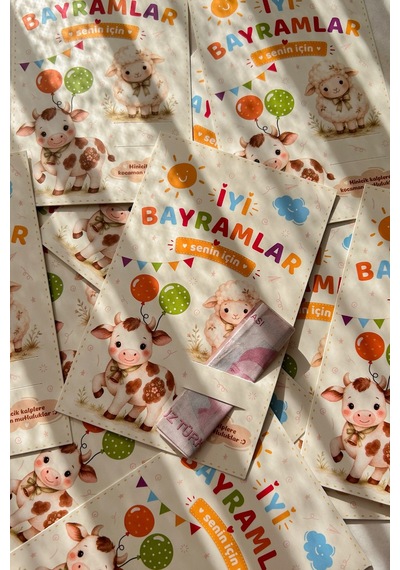 Kurban Bayramı Harçlık Kartı 10 Lu Set Çocuklar İçin Bayramlık Para Ve Hediye Kartı