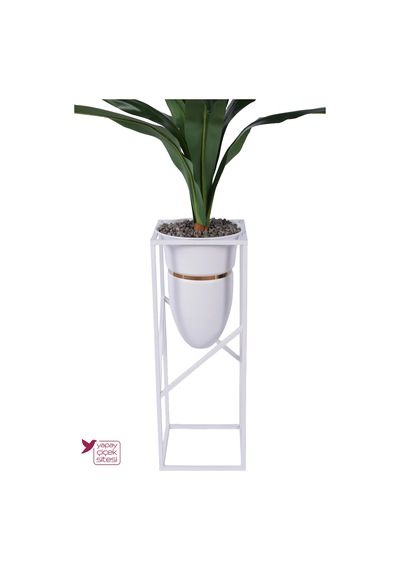 Yapay Çiçek Sitesi Metal Sütun Saksıda Yapay Egzotik Dracaena Ağacı 150 Cm Yeşil