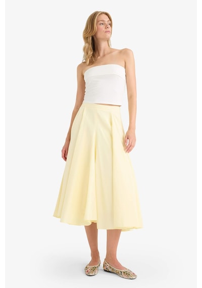 Defacto A Kesim Normal Bel Astarlı Poplin Maxi Etek G0777ax25smyl504 Sarı