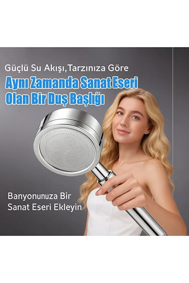 Duş Başlığı Paslanmaz Çelik Su Tasarruflu Geniş Başlık Krom