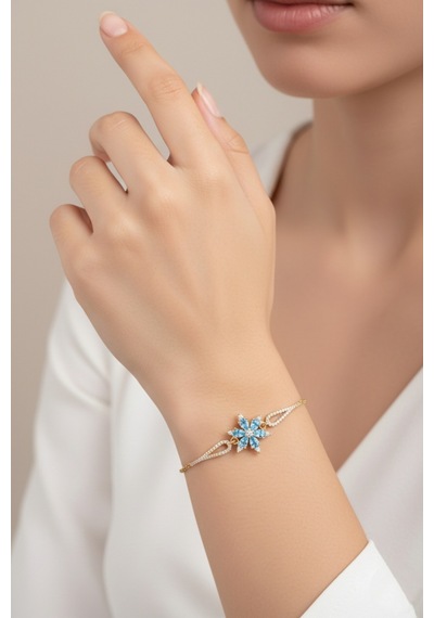 Çekirdekjewelry 925 Ayar Gümüş Akua Taşlı Bileklik Sarı