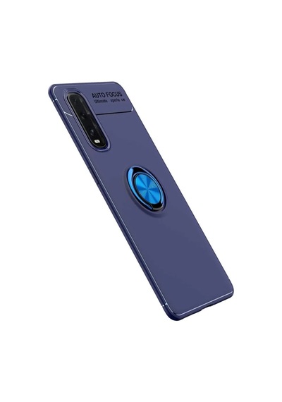Jenerik Oppo Find X2 Kılıf Range Yüzüklü Silikon - Mavi