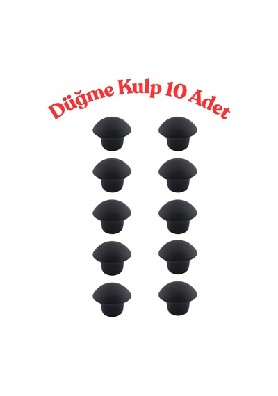Klc 10 Adet Mat Siyah Metal Düğme Kulp - Yuvarlak Mobilya, Mutfak Ve Çekmece Kulbu Siyah Siyah