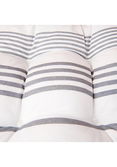 Soft Elegant Curves Kalın Çizgili Sandalye Minderi - Ekru / Siyah - 43x43 Cm Renkli