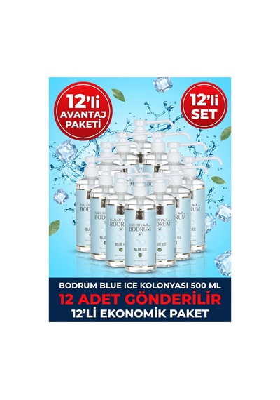Blue Ice Buzul Ferahlığı Kolonyası 500 Ml Pompalı Sprey Başlıklı 12'li Paket 80 Kurumsal Paket