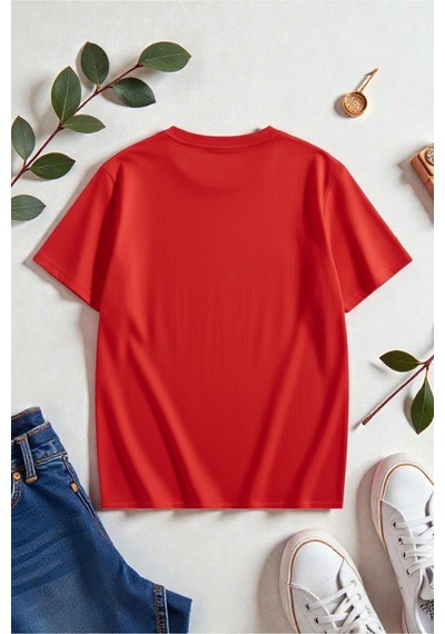 Uyguntarz Unisex Good Vibes Baskılı Tasarım Tshirt Kırmızı