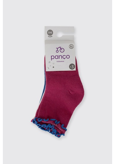 Panço Kız Çocuk 3'lü Soket Çorap 2522gk11011 Renkli