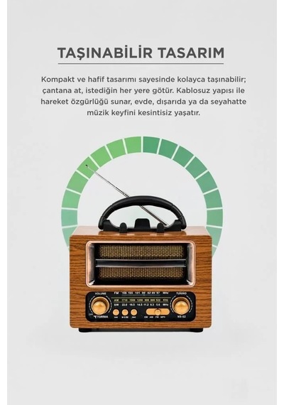 Premium Bluetooth Hoparlör Nostaljik Radyo Speaker Ns02 Altın Günün Hediyesi Hobi Ürünü Müzik