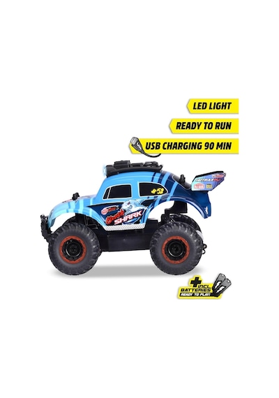 Dickie Toys Rc Volkswagen Beetle Monster Bug 23 Cm 2.4 Ghz 12 Km/s Usb Şarjlı Işıklı Uzaktan Kumandalı Araba Çok Renkli