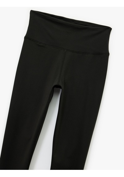 Koton Yüksek Bel Dikiş Detaylı Slim Fit Spor Tayt Siyah 6wak40052nk SiYAH