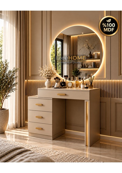 Freehome Asmin Kum Beji Mdf Membran Kapaklı Şifonyer 105x88x40 Kumbeji