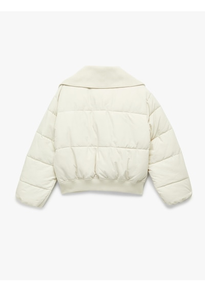 Koton Fermuarlı Cep Detaylı Uzun Kollu Geniş Yaka Anorak Şişme Mont Bej 6wal20016ıw Ekru