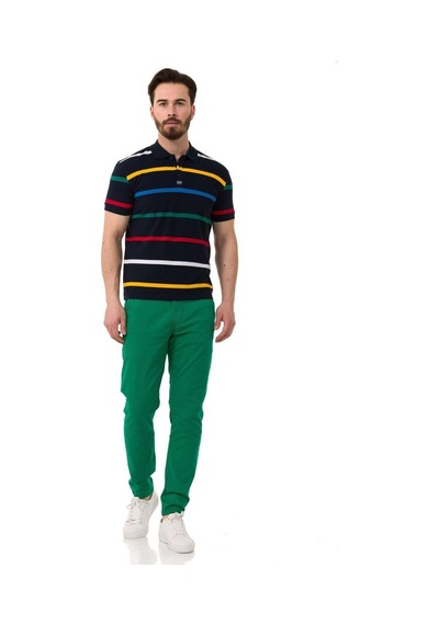 Cipo & Baxx Çizgili Polo Yaka Erkek Basic Tişört Ct749 Indıgo