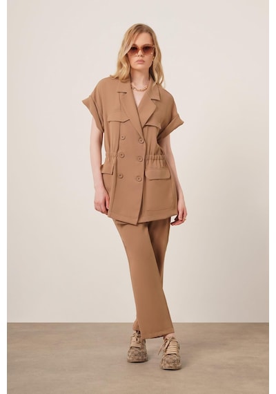 Ftz Women Kadın Crep Pantolonlu Takım Vizon 31173 Vizon