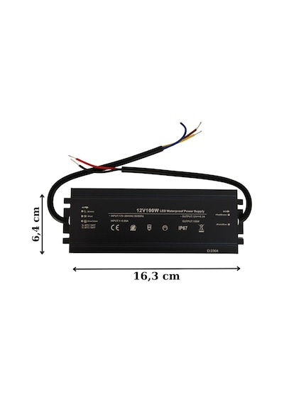 HazarLed 12 Volt 8,3 Amper Ip67 Su Geçirmez Dış Cephe Led Adaptör 100 Watt