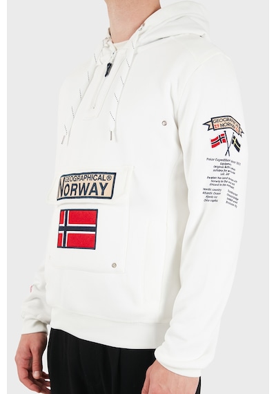 Norway Geographical Kapüşonlu Yarım Fermuarlı Outdoor Sweat Erkek Sweat Gymclassa100 Beyaz