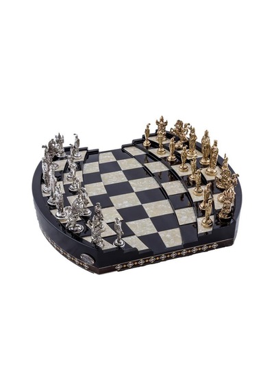 Arena 3d Chess Board Black Big Size | Metal Figürlü