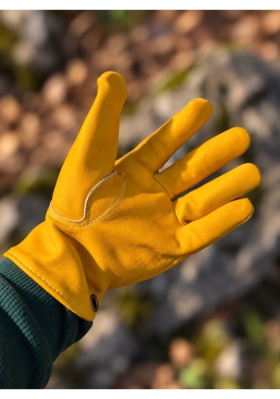 HEMLABEL Hakiki Dana Derisi Bushcraft Eldiveni Outdoor Kamp ve Doğa Eldiveni