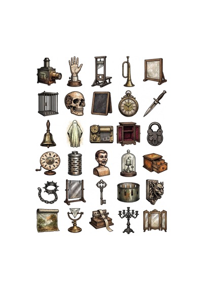 30 Adet Vintage Gotik İllüzyon Sticker Seti - Laptop, Defter, Ajanda İçin Çok Renkli