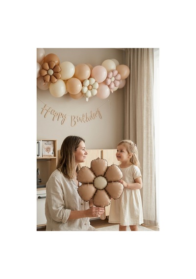 Papatya Mat Karamel Retro Balon Stand Seti Şeffaf 7 Li Stand + Papatya Folyo Balon + 7 Lateks Balon