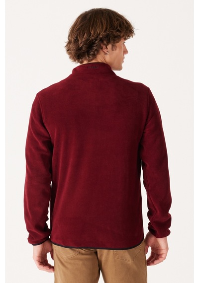 Wrangler Regular Fit Normal Kesim Dik Yaka Fermuarlı Bordo Polar Ceket W212239810 Bordo