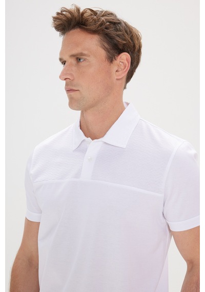 Ac&co Erkek Beyaz Slim Fit Dar Kesim %100 Pamuk Polo Yaka Tişört