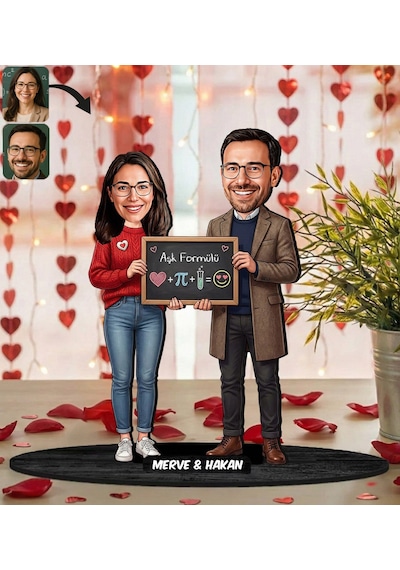 Bk Gift Kişiye Özel Sevgili Karikatürlü Ahşap Biblo -7, Fotoğraftan Karikatür, Sevgililer Günü Hediyesi, Ev Hediyesi Kobitmeyencom36334 Bk Gift